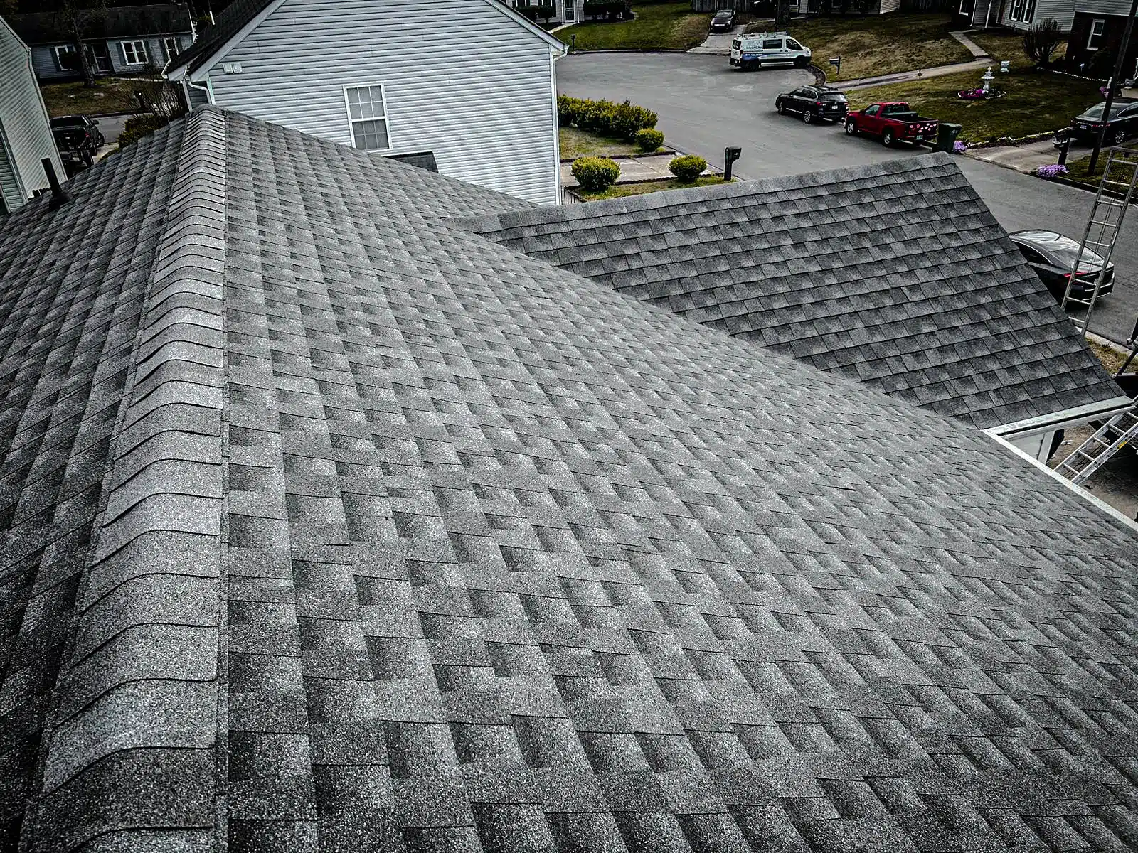 Completed Ridgetop shingle roof with clean ridge and flashing details
